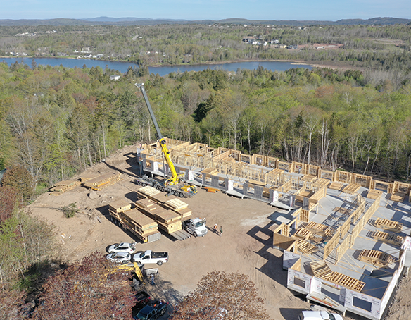 A building under construction, viewed from above